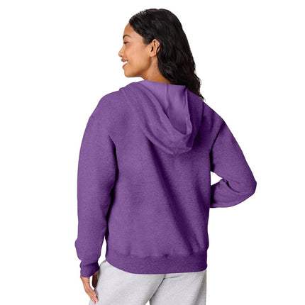 Hanes para mujer, sudadera con capucha completa EcoSmart de felpa, sudadera con capucha y cremallera, Violet Splendor Heather, XXL