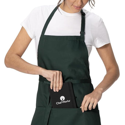 Chef Works Unisex Three Pocket Apron, Hunter Green, One Size