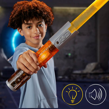 Star Wars Lightsaber Forge Kyber Core Jedi Knight Yord Fandar, Officially Licensed Yellow Customizable Electronic Lightsaber, Toys for 4 Year Old Boys and Girls & Up