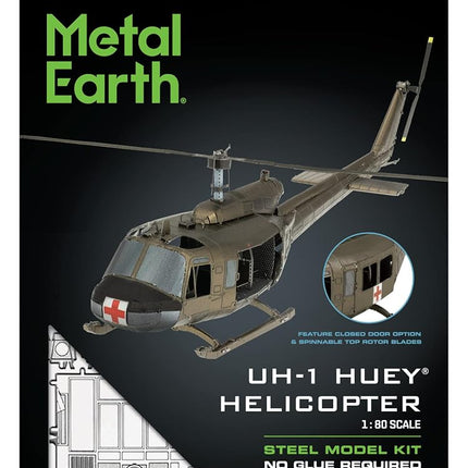 Metal Earth UH-1 Huey Helicopter Color 3D Metal Model Kit Fascinations