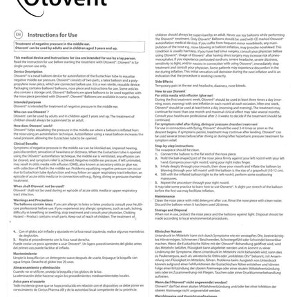 Otovent Adult Autoinflation Device - Treatment For Glue Ear Or Otitis Media with Effusion