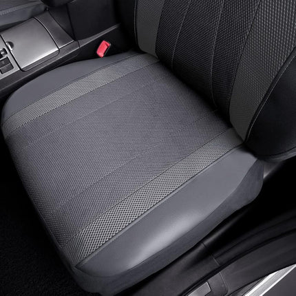 Flying Banner car seat Covers Full Set Faux Leather Air Mesh Breathable Man Lady Airbag Compatible Rear Bench Split 40/60 50/50 60/40 Truck Pick Up (Full Set - Low Back, Gray Gray)