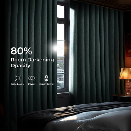 HPD Half Price Drapes Faux Linen Room Darkening Curtains - 96 Inches Long Luxury Linen Curtains for Bedroom & Living Room (1 Panel), 50W X 96L, Sea Thistle