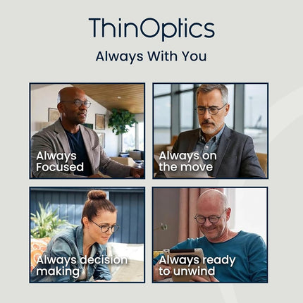 ThinOptics Reading Glasses 2.00, Brown Frame, 4mm Case, for Men and Women