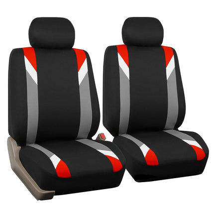 FH GROUP FH-FB033217 Three Row-Premium Modernistic Seat Covers Red / Black- Fit Most Car, Truck, Suv, or Van