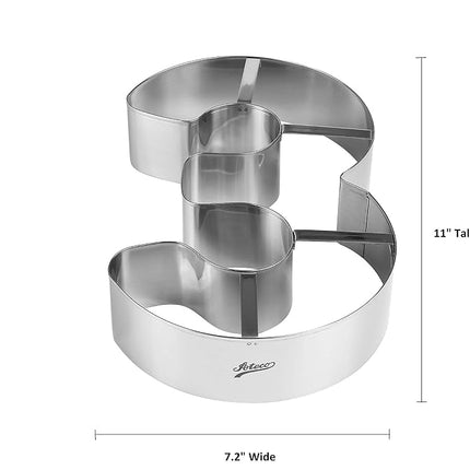 Ateco Large Number 3 Stainless Steel Cookie Cutter, 7.2 Inch Size