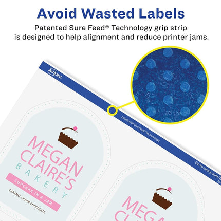 Avery Glossy Clear Arched Labels with Sure Feed, 4.75" x 3.5", 400 Glossy Clear Labels, Print-to-The-Edge, Laser/Inkjet Printable Labels