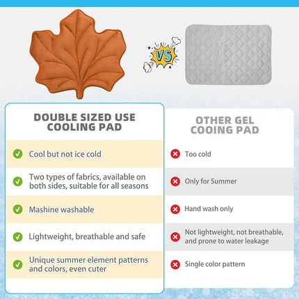 KOOLTAIL Upgrade Self Warming Cat Mat for Winter, Reversible Extra Cozy Pet Sleeping Blanket Pad for All Season, Thicken Self Heating Puppy Bed with Thermal Foil for Crate, Floor, Outdoor, Maple Leaf