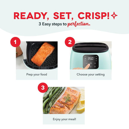 DASH Tasti-Crisp Digital Air Fryer with AirCrisp Technology, Custom Presets, Temperature Control, and Auto Shut Off Feature, 2.6 Quart - Cool Grey
