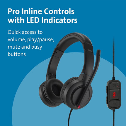 Kensington H1000 USB-C On-Ear Headset, Ultra Comfortable Professional Wired HD Audio Computer Headphone Device with Noise-Canceling Microphone, LEDs & 40mm Drivers, Universal Plug & Play (K83450WW)