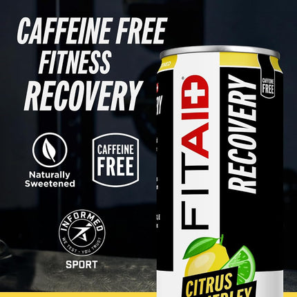 FITAID Recovery Blend, 100% Clean and Paleo Friendly, BCAAs, Glucosamine, Electrolyes, L-Glutamine, L-Arginine, Turmeric, Naturally Sweetened, Vegan 355ml Cans (Pack of 24)
