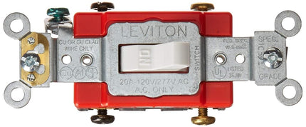 Leviton Toggle Double-Pole AC Quiet Switch, Extra Heavy Duty Grade, 1222-2W, White