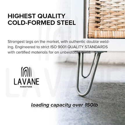 La Vane 8 inch Hairpin Table Legs, Heavy Duty Mid-Century Modern, 4-Pack