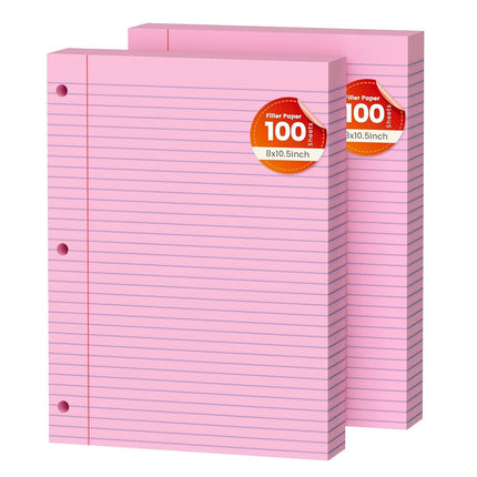 Pink Loose Leaf Paper 200 Sheets Colored Filler Pa