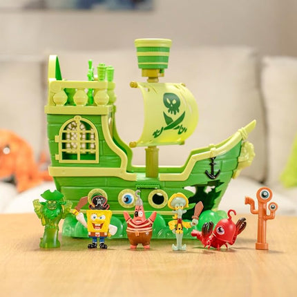 SPONGEBOB SQUAREPANTS Movie: The Search for SquarePants - The Flying Dutchman’s Ship Playset with 6 Exclusive Figures, Lights, Motion & Hidden Features for Kids Ages 3+