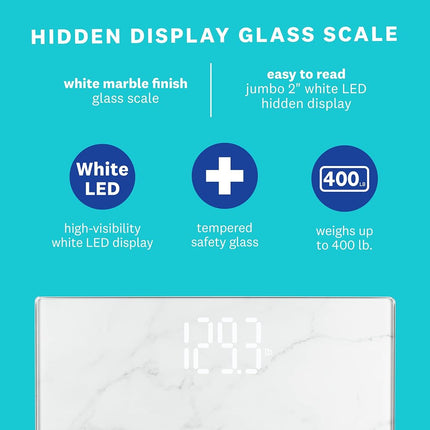 Weight Watchers Scales by Conair Scale for Body Weight, Digital Bathroom Scale in White Marble Finish