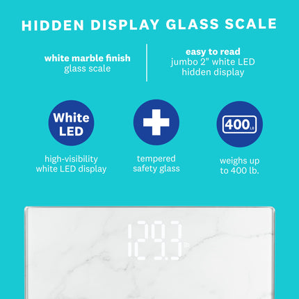 Weight Watchers Scales by Conair Scale for Body Weight, Digital Bathroom Scale in White Marble Finish