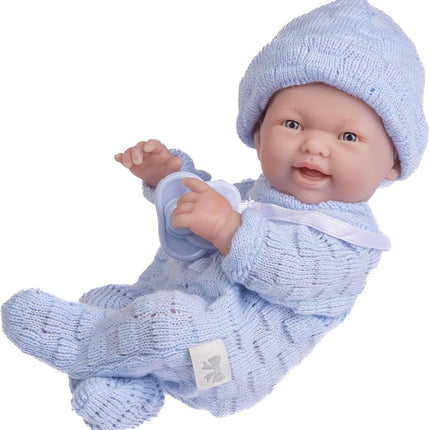 JC Toys - Mini La Newborn First Day | Anatomically Correct Real Boy Baby Doll | 9.5" All-Vinyl | Includes Knit Outfit, Hat and Pacifier | Designed by Berenguer | Ages 2+