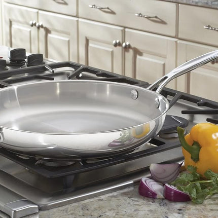 Cuisinart 722-30H Chef's Classic Stainless 12-Inch Open Skillet with Helper Handle,Stainless Steel