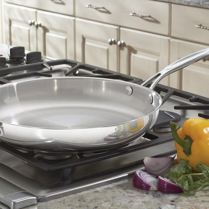Cuisinart 722-30H Chef's Classic Stainless 12-Inch Open Skillet with Helper Handle,Stainless Steel