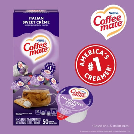 Coffee-mate 84652 Liquid Coffee Creamer, Italian Sweet Creme, 0.375 oz Cups, 50/Box