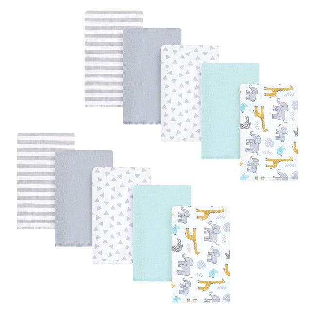 Hudson Baby Unisex Baby Cotton Flannel Burp Cloths, Yellow Safari, One Size
