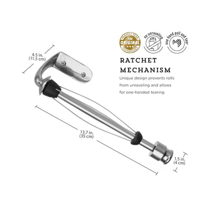 Kamenstein Perfect Tear Patented Wall Mount Paper Towel Holder, 14-Inch, Silver, Rounded Finial
