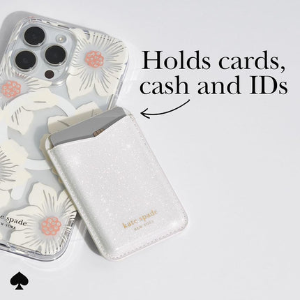 Kate Spade New York Magnetic Wallet/Card Holder - Compatible with MagSafe Phones and Cases - White Glitter