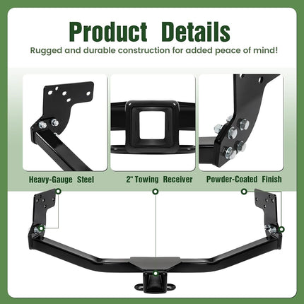ALMULOO 2Inch Receiver Trailer Hitch Class 3 Compatible with 2007-2015 Mazda CX-9
