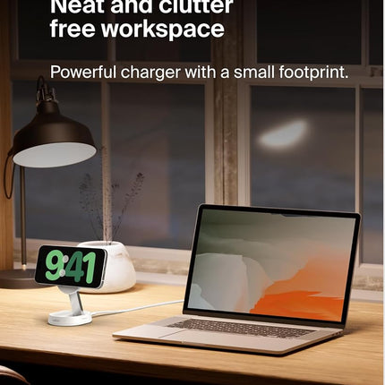 Belkin Convertible Magnetic Charging Stand 15W - MagSafe-Compatible Fast Qi2 Charger, iPhone Charger for Apple iPhone 16, 16 Plus, 16 Pro, 16 Pro Max, iPhone 15 & 14, Apple Airpods Pro, & More - White