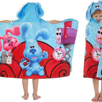 Toalla con capucha de felpa de algodón suave de 61 cm x 127 cm de Franco Blues Clues para baño/piscina/playa