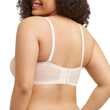 Maidenform Women's Pure Comfort Wireless Lace Longline Bralette, Lightly Lined Convertible Bra, Sandshell Bloom Lace, 34A