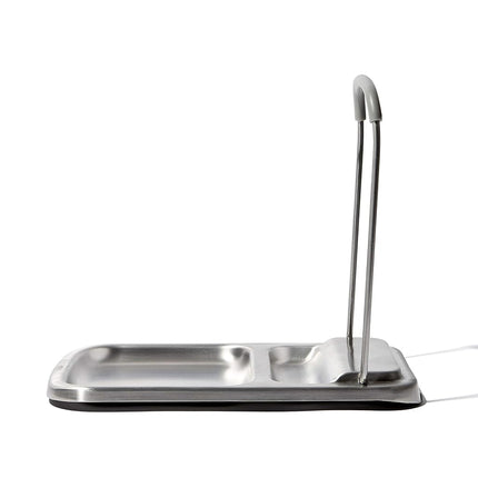 OXO Spoon Rest with Lid Holder Silver 3x4x1in
