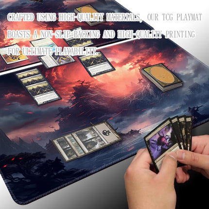 MTG Playmat Size 24x14in Free Storage Bags Non-Slip Backing, Ideal for Card Game Enthusiasts TCG Playmat Mouse Pad (Red Sky at Night-No Deck)