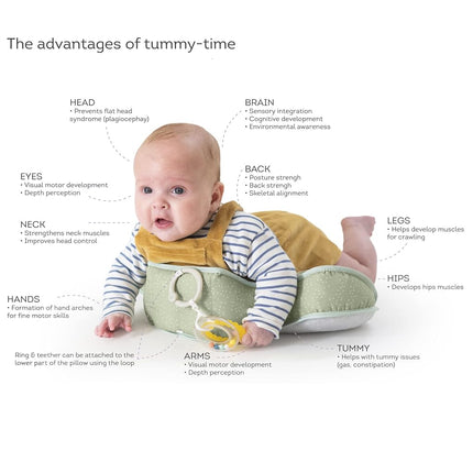 Taf Toys Tummy Time Lion Cushion with Detachable Toys for Newborn & Babies, Soft Baby Sensory Toy with Teether and Rattle for Tummy Time Play, 0-6 Months