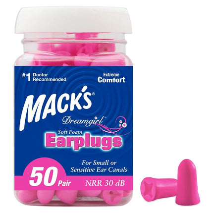 Mack's Dreamgirl Soft Foam Earplugs, 50 Pair, Pink