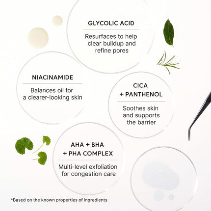 Arencia Eraser Serum Glycolic Acid Booster with AHA BHA, Exfoliating Face Serum for Acne-Prone Skin, Pore Care & Texture Refining, Lightweight Daily Skincare, 30 mL