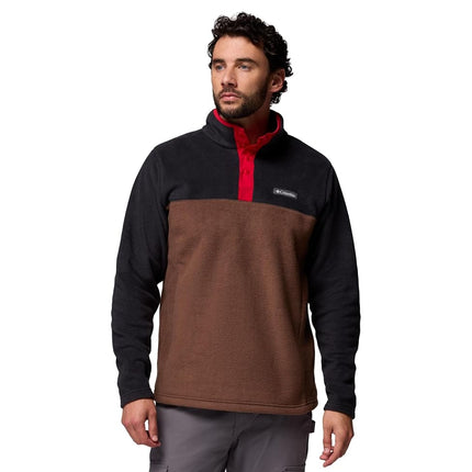 Columbia Men's Steens Mountain Half Snap 2, Fleece Pull Over, Tobacco/Black/Mtn Red, L