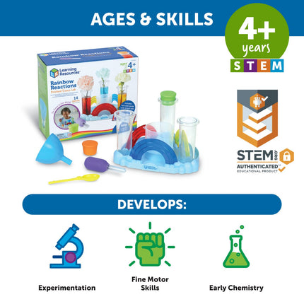 Learning Resources Rainbow Reactions Preschool Science Lab Set, Ages 4+, Colour-Mixing Science Experiments for Kids, STEM Toys for Kids, 14 Pieces