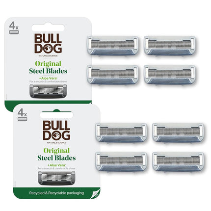 Bulldog Cuidado Masculino y Aseo Cuchillas de Recambio Originales para Hombres, 8 Unidades