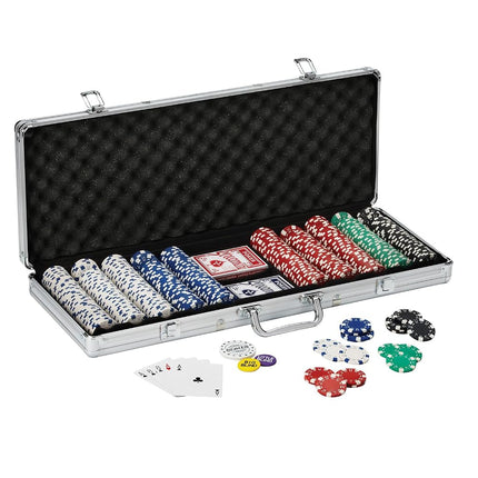 Fat Cat by GLD Products 11.5 Gram Texas Hold 'em Claytec Poker Chip Set with Aluminum Case, 500 Striped Dice Chips, 24.25 Inch