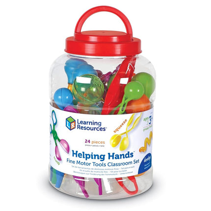 Learning Resources Helping Hands Fine Motor Tools Classroom Set, Toddler Learning Toys, Teacher Resources for Classroom, Sensory Toys for Toddlers, 24 Pieces Ages 3+