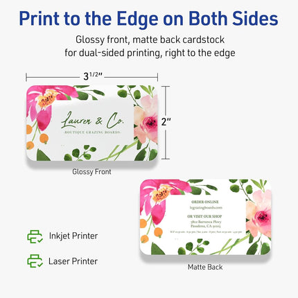 Avery Printable Rectangle Rounded Corner Business Cards, Sure Feed Technology, 2" x 3-1/2", Glossy White Cardstock, Print-To-The-Edge, Laser/Inkjet Printable, 400 Total
