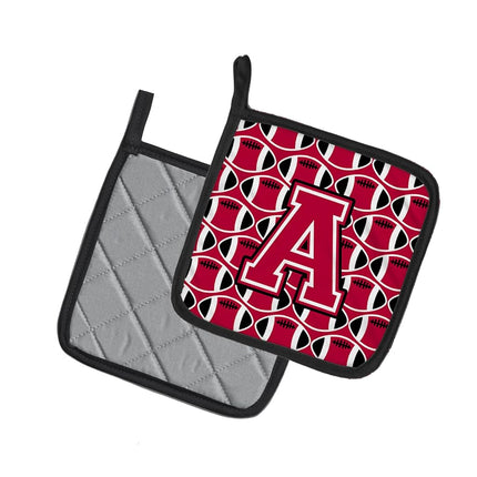 Caroline's Treasures Letter a football Crimson & White Pair of Pot Holders, 7.5HX7.5W, Multicolor