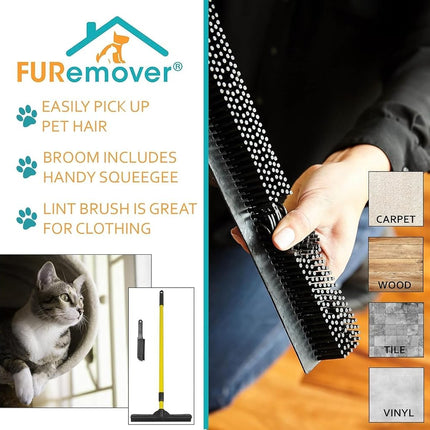 Evriholder Furemover Pet Hair Removal Broom and Lint Brush Combo with Squeegee and Telescoping Handle