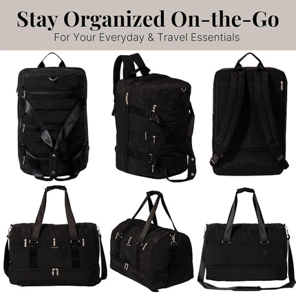 Baggallini Multizip Convertible Duffel, Black, One Size