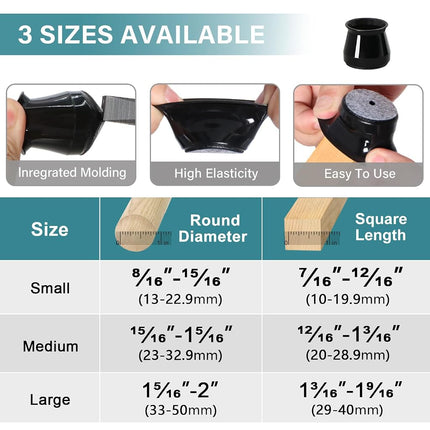 24 Pcs Chair Leg Floor Protectors Round, Silicone Felt Furniture Leg Pads Caps Covers for Hardwood Floors (Fit 1-5/16" to 2")