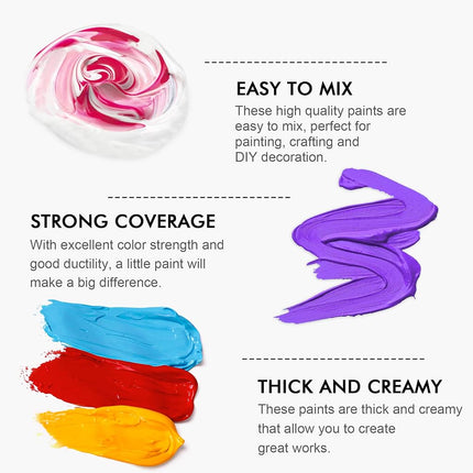Shuttle Art Acrylic Paint, 18 Colours Acrylic Paint Bottle Set (240ml/8.12oz), Rich Pigmented Acrylic Paints, Bulk Painting Supplies for Artists, Beginners and Kids on Rocks Crafts Canvas Wood Ceramic