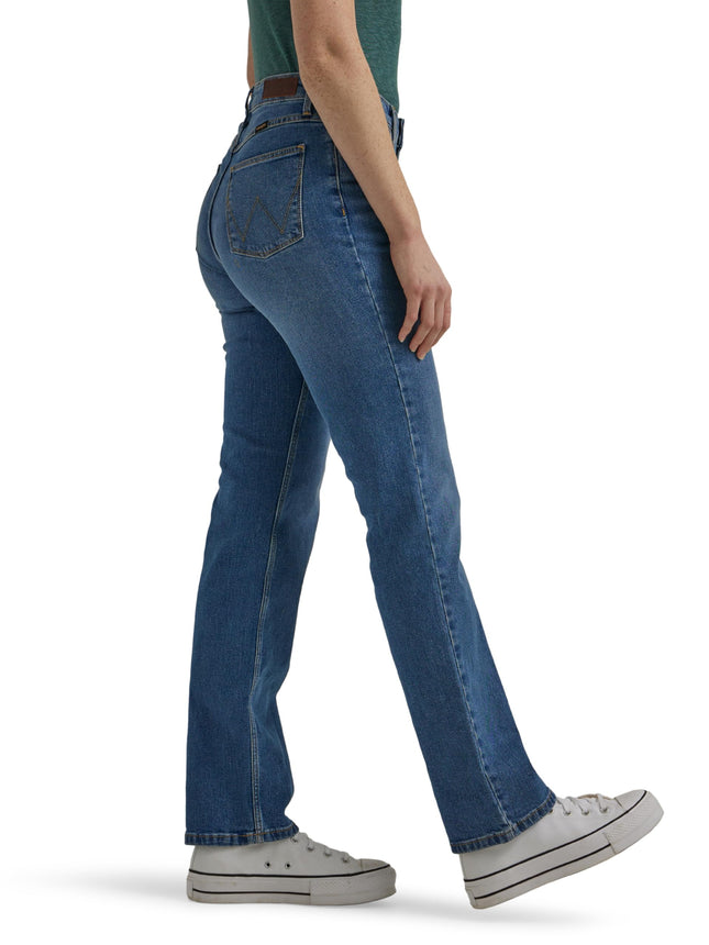 Wrangler Women's High Rise True Straight Fit Jean, Ocean Medium, 8-32