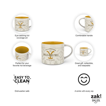 Zak Designs Yellowstone Ceramic Coffee Mug for Hot Drinks at Home, Collectible Keepsake (15 oz, Dutton Ranch)